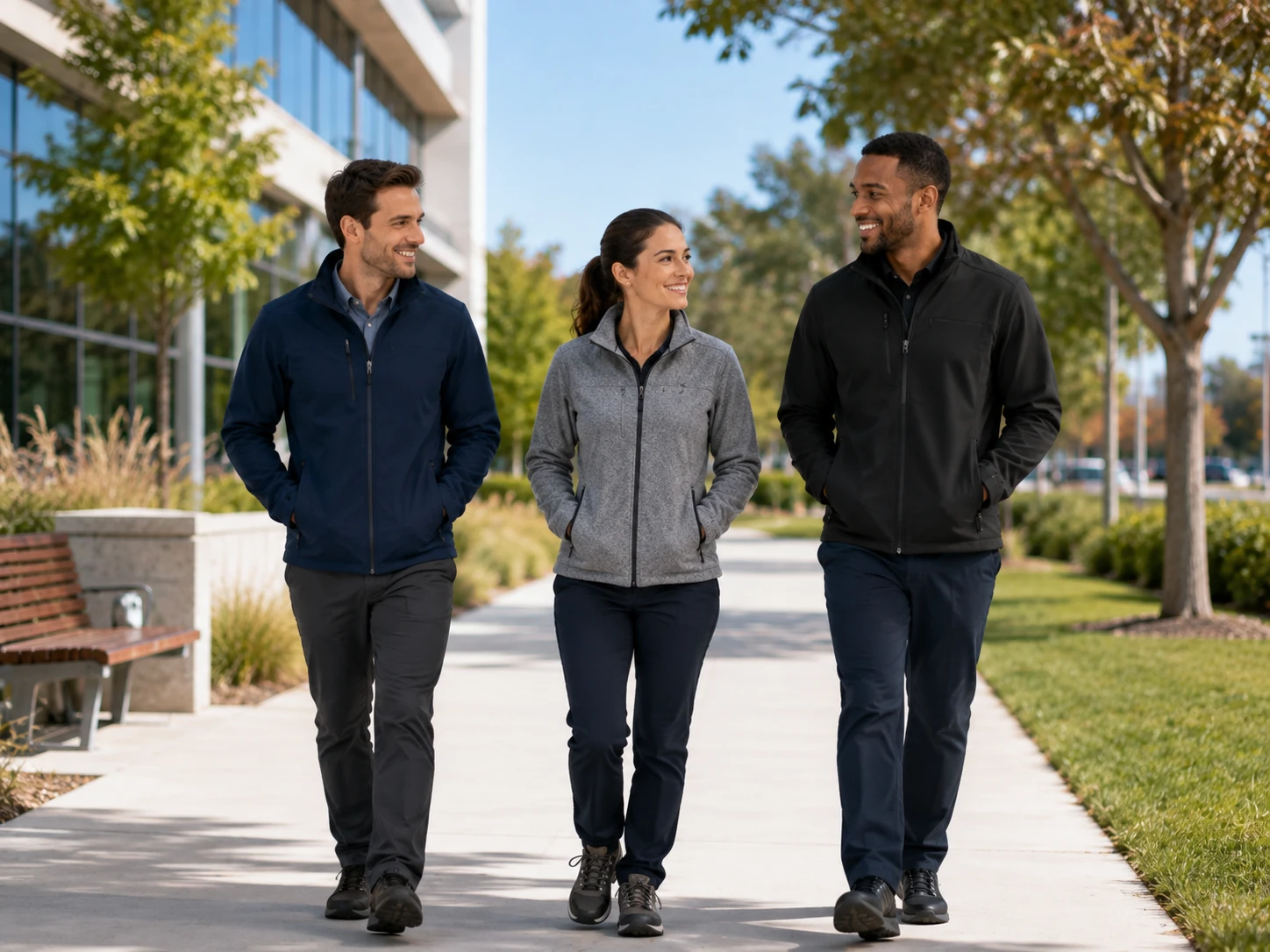 Comfortable layers for cooler days, uniforms, and team wear.