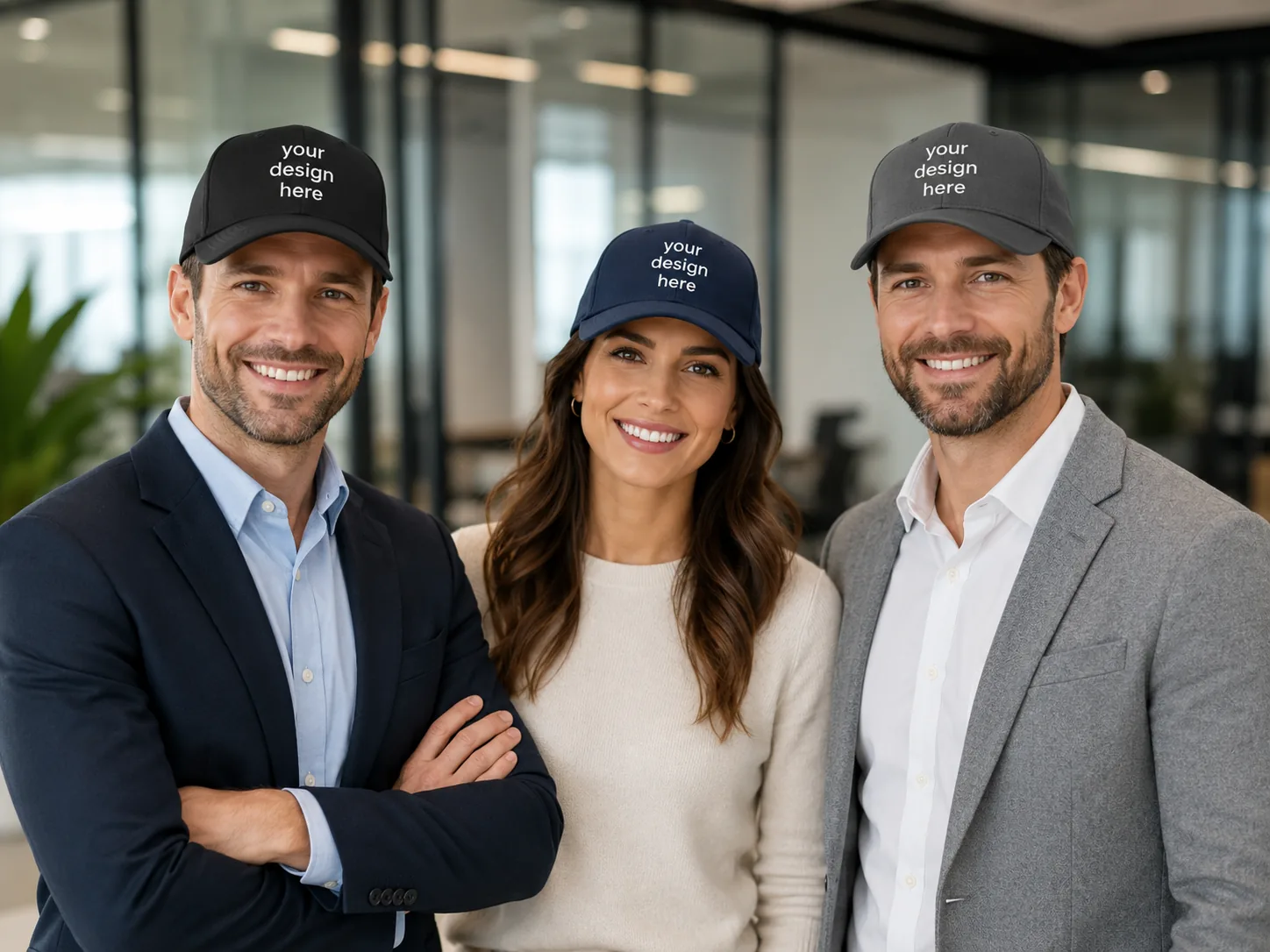 Clean, embroidered company caps