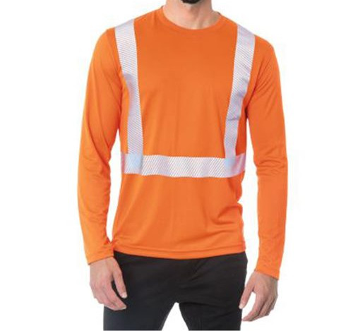Unisex USA-Made Hi-Visibility Long Sleeve Performance T-Shirt - Segmented Tape