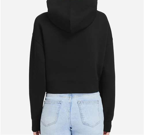 Women'S Relaxed Cropped Hoodie Sweatshirt in Black