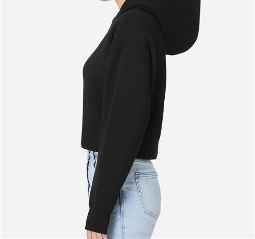 Women'S Relaxed Cropped Hoodie Sweatshirt in Black
