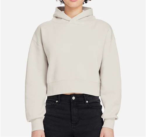 Women'S Relaxed Cropped Hoodie Sweatshirt in Bone