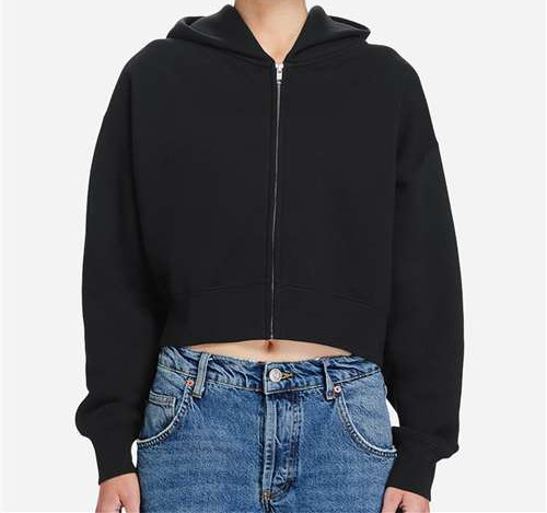 Women's Relaxed Cropped Full-Zip Hoodie Sweatshirt