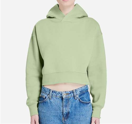 Women'S Relaxed Cropped Hoodie Sweatshirt in Matcha