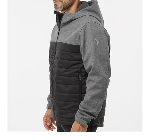 Men'S Pinnacle Soft Shell Puffer Jacket in Black Heather/ Black