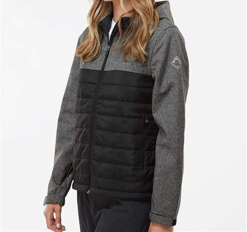 Women'S Vista Soft Shell Puffer Jacket in Black Heather/ Black