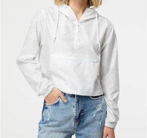 Women'S Lightweight Quarter-Zip Pullover Crop Windbreaker in White Camo