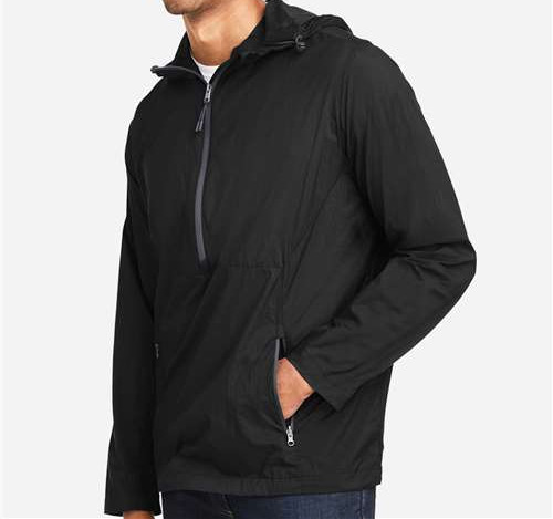 Men'S Aura Lightweight Packable Anorak in Black/ Carbon