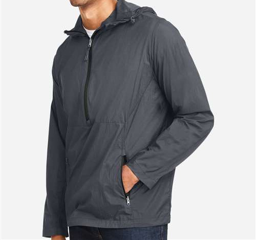 Men'S Aura Lightweight Packable Anorak in Carbon/ Black