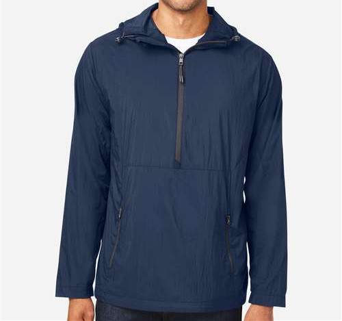 Men'S Aura Lightweight Packable Anorak in Classic Navy/ Carbon
