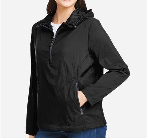 Women'S Aura Lightweight Packable Anorak in Black/ Carbon