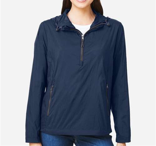 Women'S Aura Lightweight Packable Anorak in Classic Navy/ Carbon