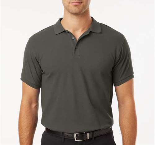 Men'S Pique Polo in Charcoal