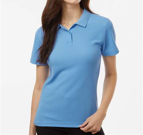 Women'S Pique Polo in Carolina Blue
