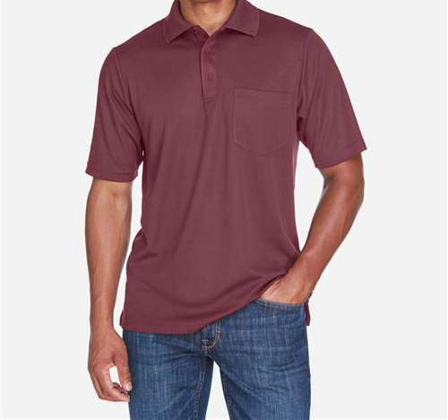 Men'S Origin Performance Piqué Polo With Pocket in Burgundy