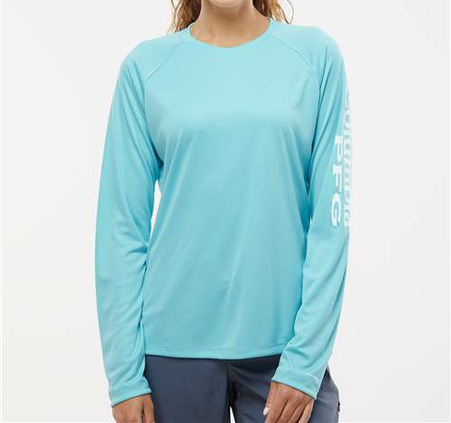 Women'S Pfg Tidal Tee™ Ii Long Sleeve in Clear Blue/ White