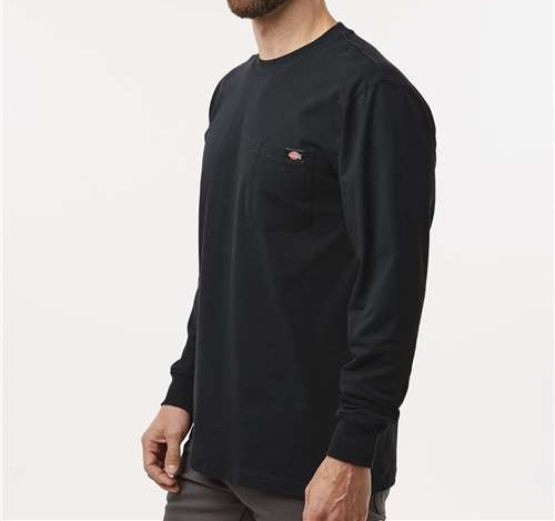Men'S Traditional Heavyweight Long Sleeve T-Shirt in Black