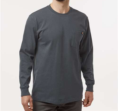 Men'S Traditional Heavyweight Long Sleeve T-Shirt in Charcoal