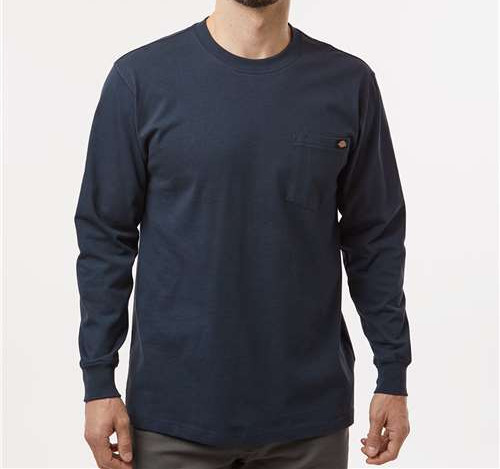 Men'S Traditional Heavyweight Long Sleeve T-Shirt in Dark Navy