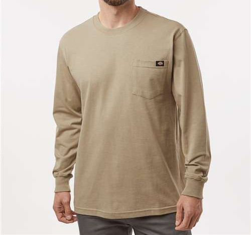 Men'S Traditional Heavyweight Long Sleeve T-Shirt in Desert Sand