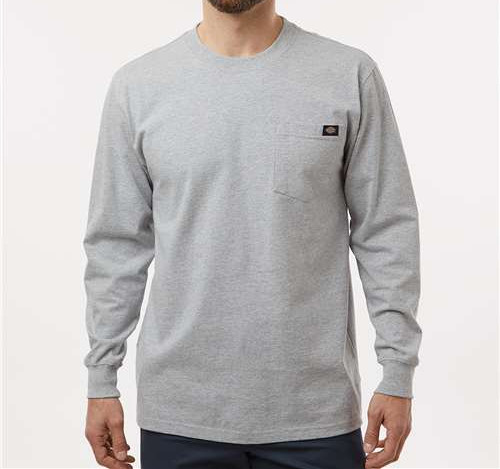 Men'S Traditional Heavyweight Long Sleeve T-Shirt in Heather Grey