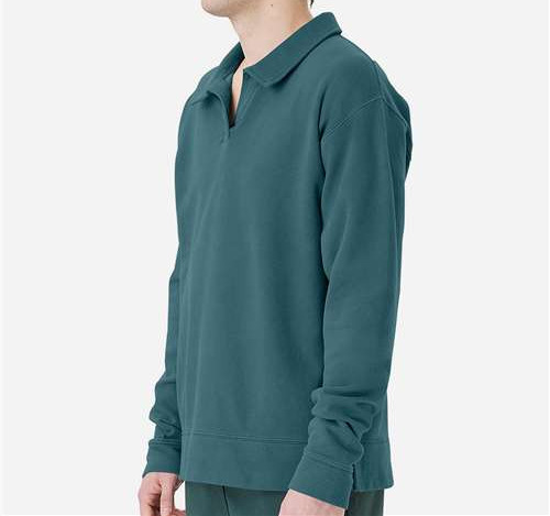 Unisex Garment-Dyed Polo Collar Sweatshirt view 2