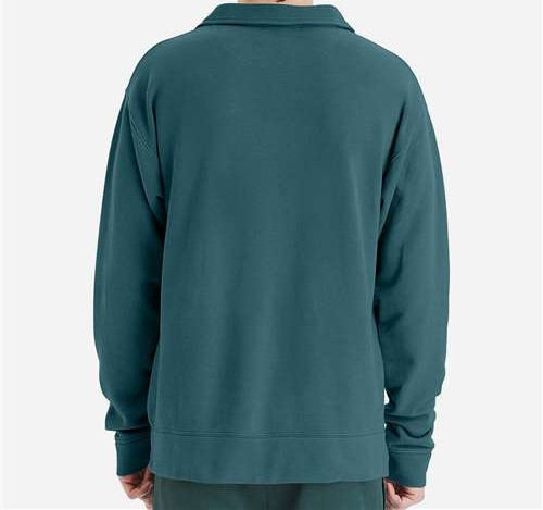 Unisex Garment-Dyed Polo Collar Sweatshirt view 3
