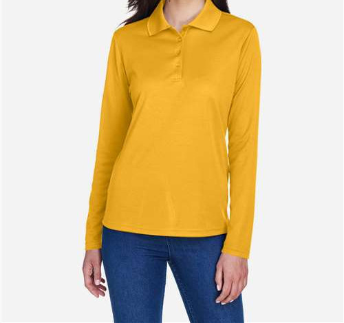 Women'S Pinnacle Performance Long Sleeve Piqué Polo in Campus Gold