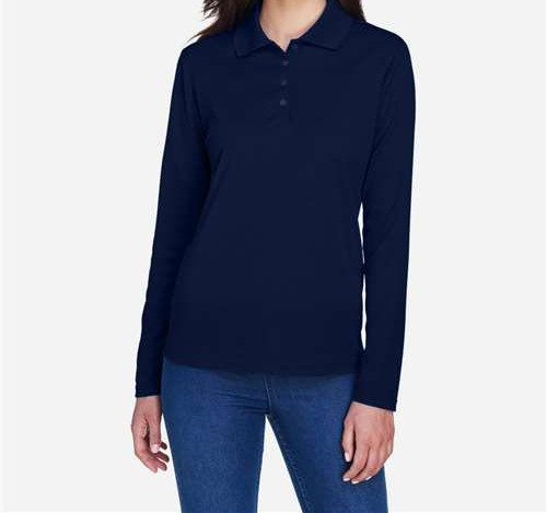Women'S Pinnacle Performance Long Sleeve Piqué Polo in Classic Navy