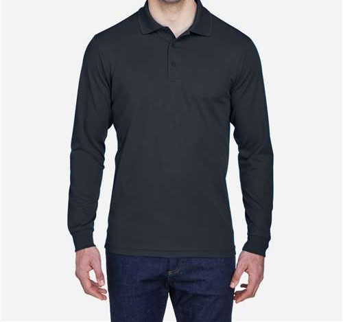 Men'S Pinnacle Performance Long Sleeve Piqué Polo in Carbon