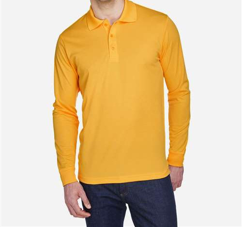Men'S Pinnacle Performance Long Sleeve Piqué Polo in Campus Gold