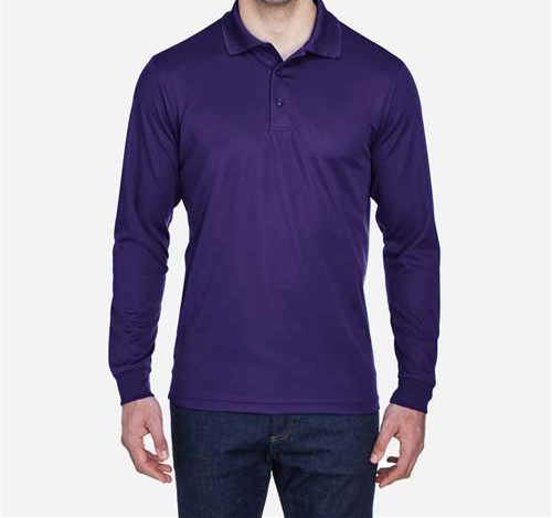 Men'S Pinnacle Performance Long Sleeve Piqué Polo in Campus Purple
