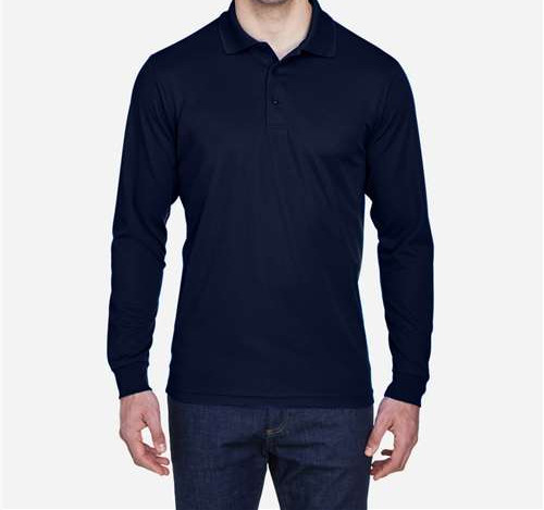 Men'S Pinnacle Performance Long Sleeve Piqué Polo in Classic Navy