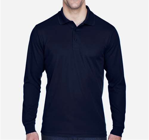 Men'S Tall Pinnacle Performance Long Sleeve Piqué Polo in Classic Navy