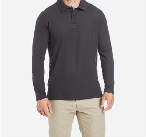 Men'S Fusion Chromasoft™ Long Sleeve Pique Polo in Carbon