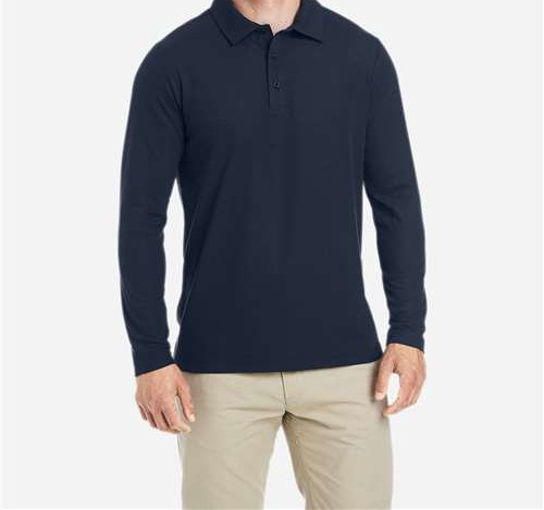 Men'S Fusion Chromasoft™ Long Sleeve Pique Polo in Classic Navy