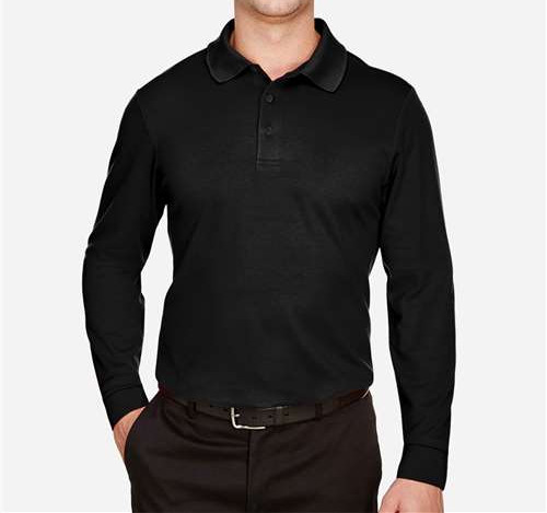 Men's CrownLux Performance® Plaited Long Sleeve Polo
