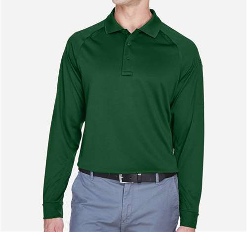 Men'S Advantage Long Sleeve Tactical Polo in Dark Green