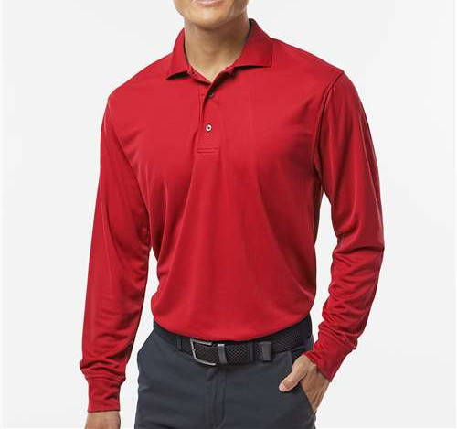 Men'S Prescott Long Sleeve Polo in Red