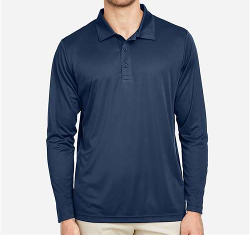Men'S Zone Performance Long Sleeve Polo in Sport Dark Navy
