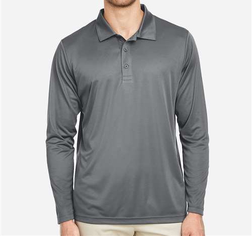 Men'S Zone Performance Long Sleeve Polo in Sport Graphite