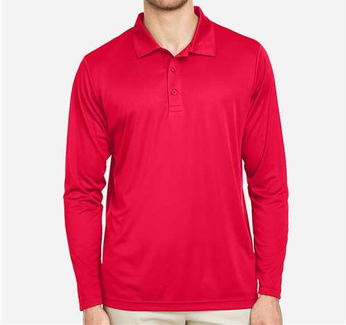 Men'S Zone Performance Long Sleeve Polo in Sport Red