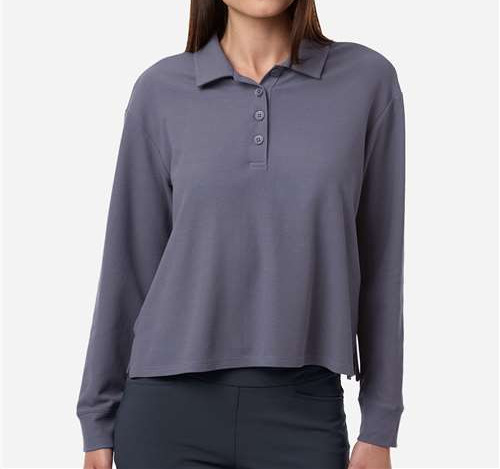 Women'S Beyond Long Sleeve Loose Polo in Preloved Violet