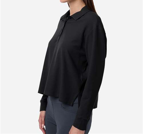 Women'S Beyond Long Sleeve Loose Polo in Black