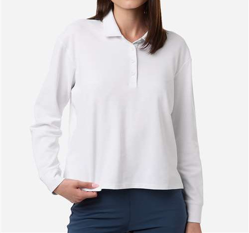 Women'S Beyond Long Sleeve Loose Polo in White
