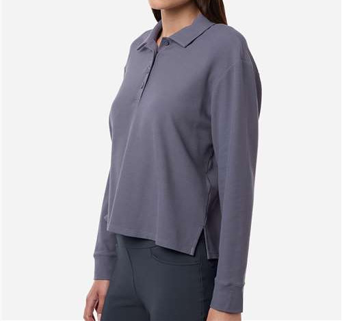 Women'S Beyond Long Sleeve Loose Polo in Preloved Violet
