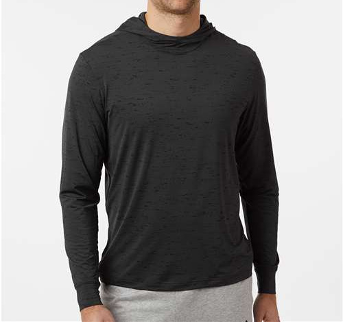 Men'S Performance Hooded Long Sleeve T-Shirt in Carbon Black