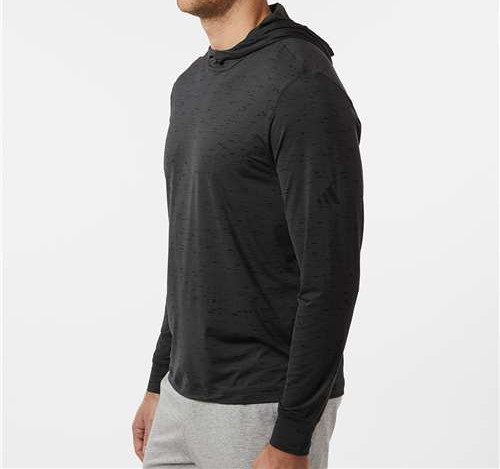 Men'S Performance Hooded Long Sleeve T-Shirt in Carbon Black