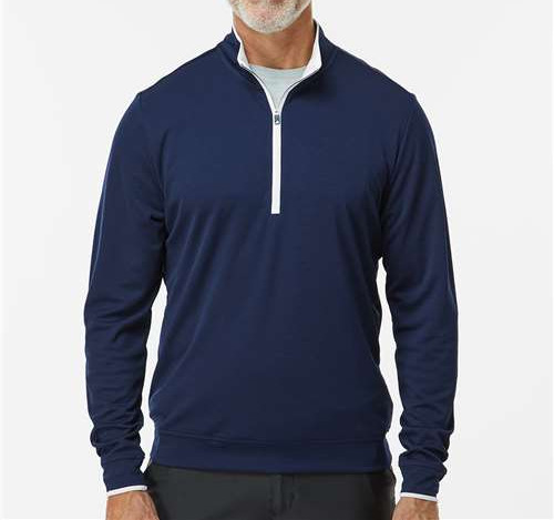 Men'S Performance Lightweight Quarter-Zip Pullover in Collegiate Navy/ White