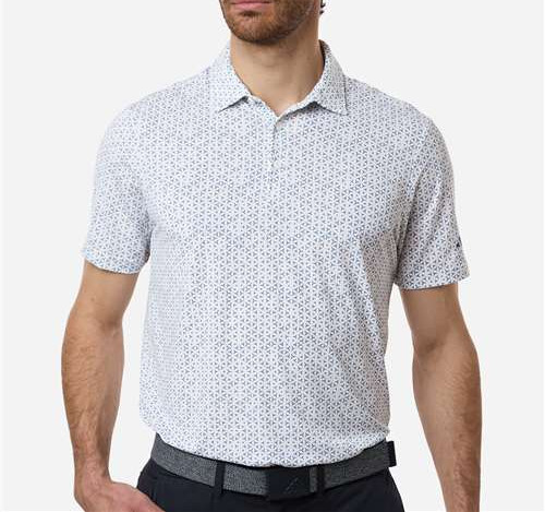 Men'S Ultimate365 Mesh Tango Print Climacool Polo in White/ Dusky Petrol